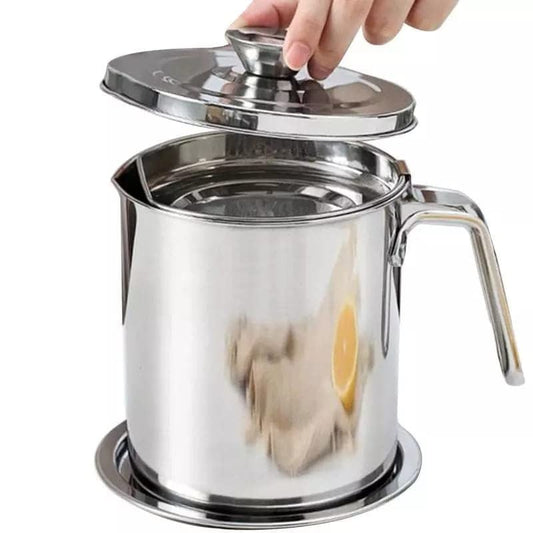 HOMELYHARBOR Modular Kitchen Oil Filter Stainless Steel Household Oil Pot with Lid Cooking (Best Oil & Health Shaver) Oil Fat Separator for Filter Residue