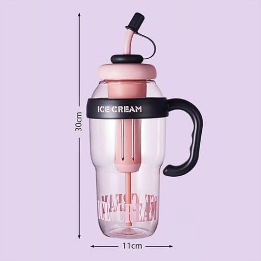 HAPANI Colorful Ice Bottle with Straw 1300ml, BPA-Free, Heat-Resistant, Large Capacity Detox Water Bottle with Handle for Kids, Adults, Gym, Outdoor & Travel(Multi-Color)