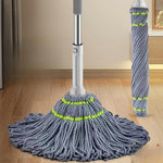 Microfiber Floor Cleaner, Self-Twisting Mop with Metal Handle, Twist Mop, Hands-Free Dry & Wet Floor Cleaner, Quick Rinse & Dry Design, Microfiber Absorbent, Commercial Home Cleaning Tool