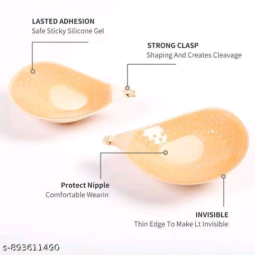Silicone Push-up Bra with Nipple Covers Strapless Sticky and Invisible for Backless Dress