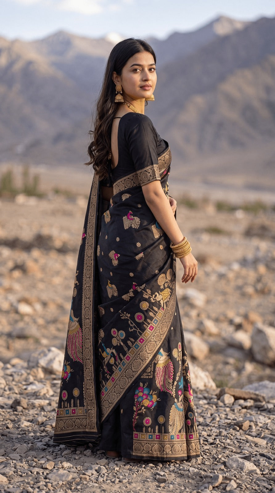Banarasi Soft Silk Saree With Meenakari Work