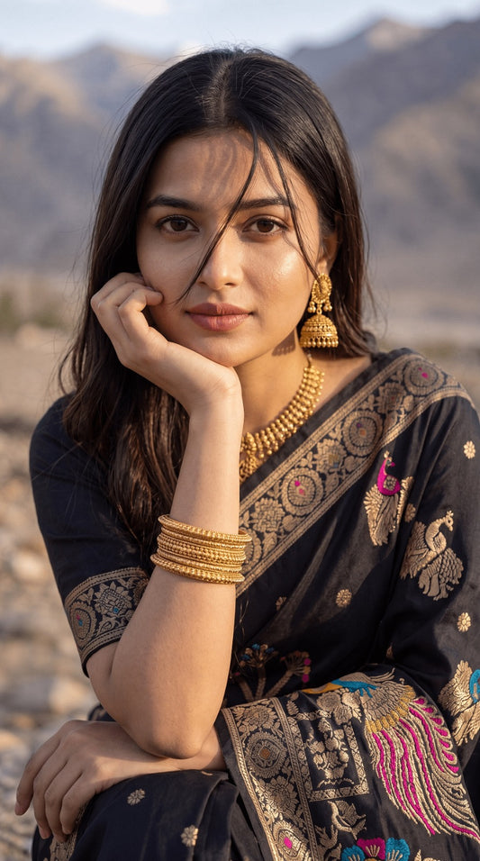 Banarasi Soft Silk Saree With Meenakari Work