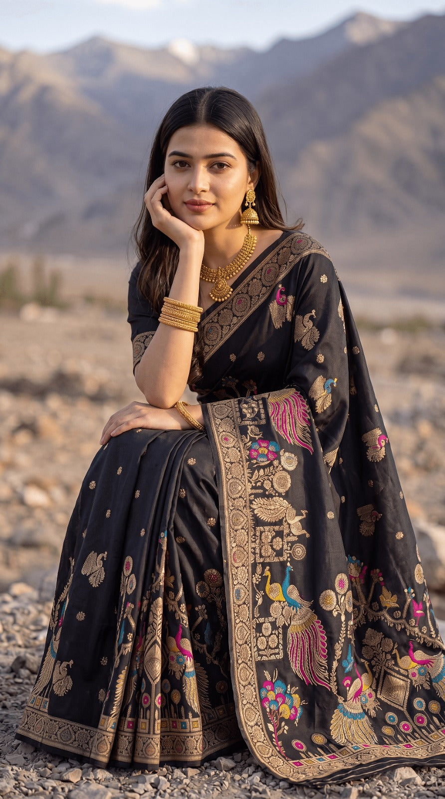 Banarasi Soft Silk Saree With Meenakari Work