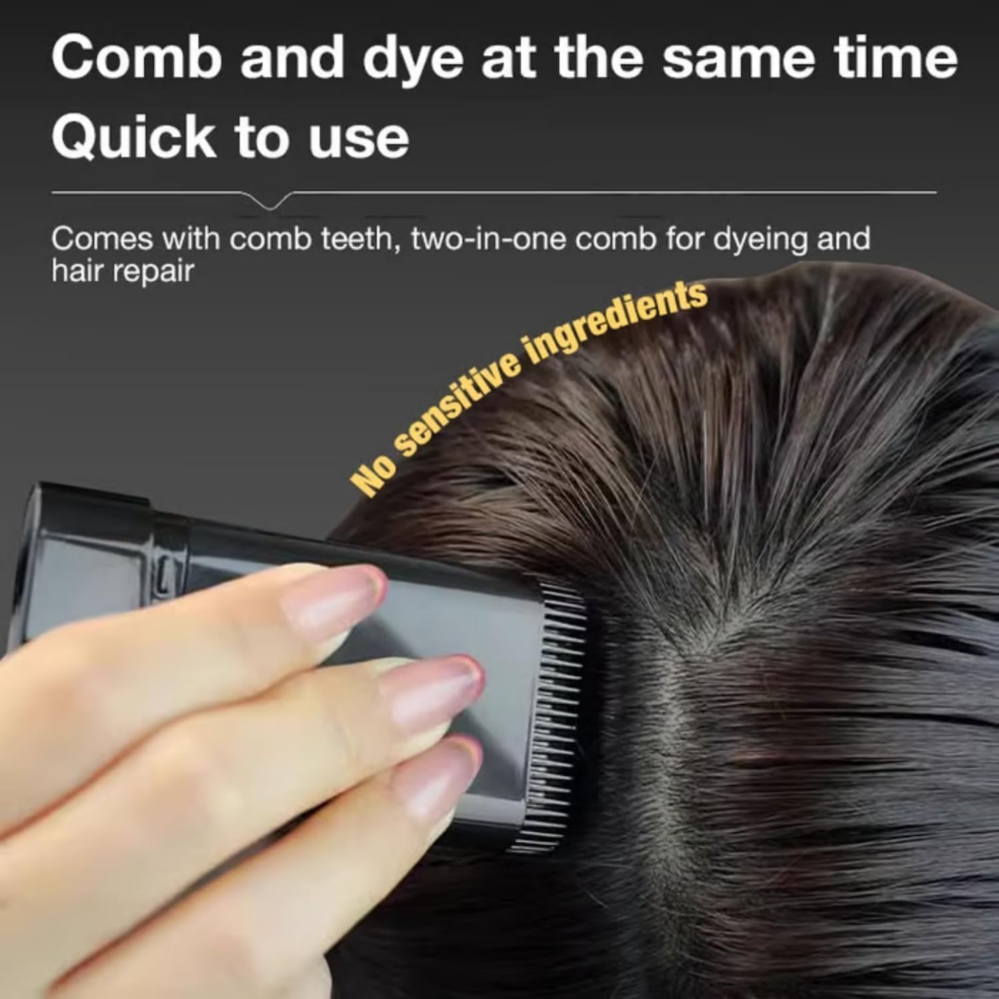 New Hair Color Comb Stick, Waterproof and Sweat-Proof Instant Hair Dye Stick Grey Hair Coverage for Men & Women, Easy Application