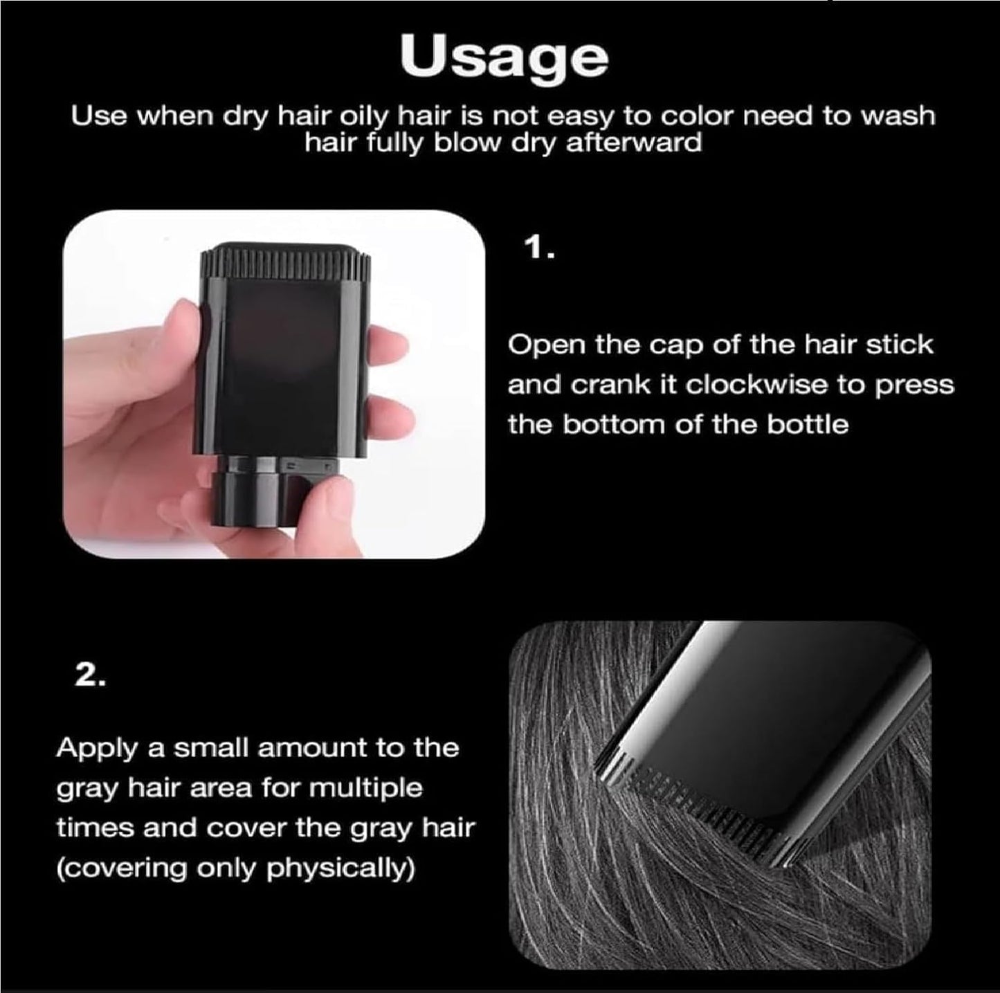 New Hair Color Comb Stick, Waterproof and Sweat-Proof Instant Hair Dye Stick Grey Hair Coverage for Men & Women, Easy Application