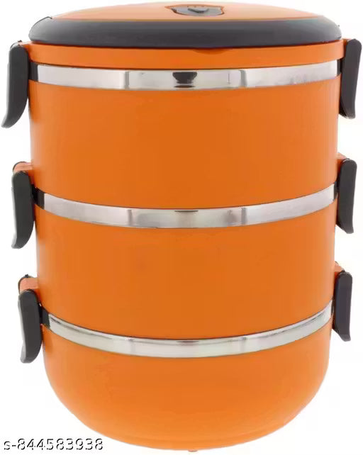 3 Layer Lunch Box with Lock -Orange