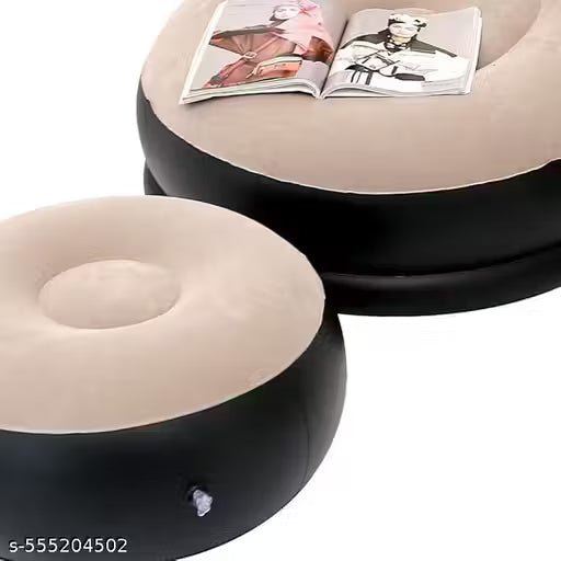 Inflatable Lounger Set, 2-in-1 Sofa Chair with Footstool, Portable Outdoor Recliner (MULTI COLOUR)
