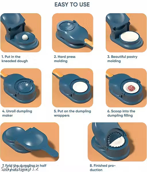 2 in 1 Ghujia & Momo Maker | Dumpling & Gujiya Mould | Manual Snack Maker for Momos, Gujiya & Dumplings | Easy Press Kitchen Tool / MULTICOLOR