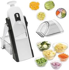 Adjustable Mandoline Slicer Vegetable Cutter with Container - Stainless Steel Blade Potato Chips Maker, French Fries Cutter, Wafer Slicer, Julienne Chopper for Kitchen Use