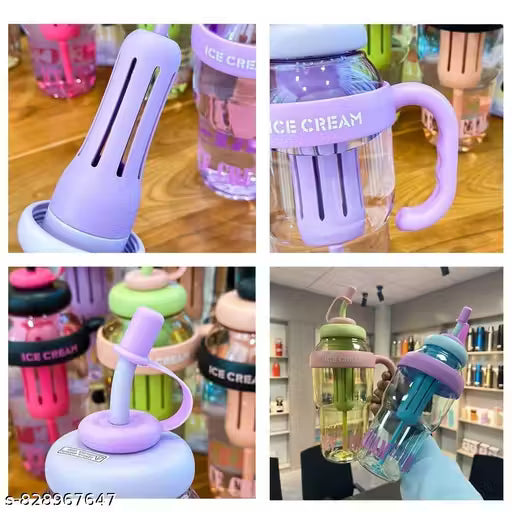 HAPANI Colorful Ice Bottle with Straw 1300ml, BPA-Free, Heat-Resistant, Large Capacity Detox Water Bottle with Handle for Kids, Adults, Gym, Outdoor & Travel(Multi-Color)