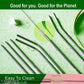 Warmfinity Stainless Steel Straws with Cleaning Brush for Kids & Adults, Bent Reusable Metal Straws, Cutlery (Pack of 4 Straight & 4 Bent, 2 Brush) Long Steel Straws for Drinking & Drinks, Silver