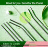 Warmfinity Stainless Steel Straws with Cleaning Brush for Kids & Adults, Bent Reusable Metal Straws, Cutlery (Pack of 4 Straight & 4 Bent, 2 Brush) Long Steel Straws for Drinking & Drinks, Silver