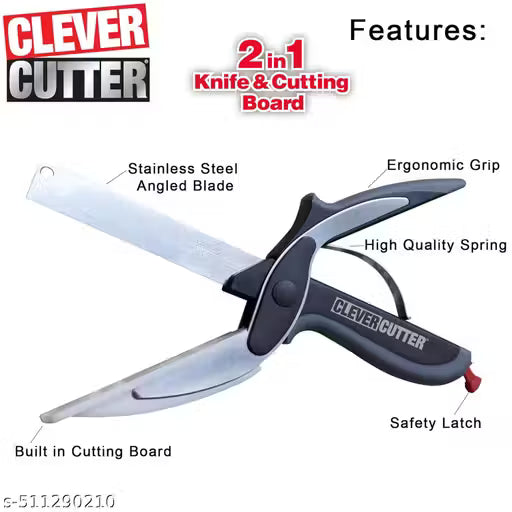 Clever Cutter- 2 in 1 Food Chopper/Slicer/Dicer Vegetable and Fruit Cutter Kitchen/Scissors Knife