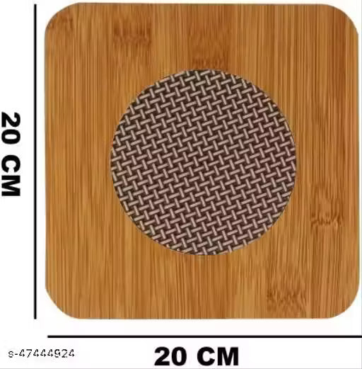 Square Shape Heat Resistant Wooden Coaster Pad Place mat for Hot Bowl Tea Cup, Kitchen Dining Pan Pot Holder,(Pack of 2 Pcs, Size 15cm)