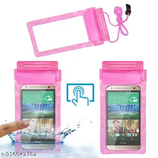 Universal Waterproof Mobile Pouch with Triple Seal Protection – Pink Dry Bag for Rain, Swimming, and Beach (Fits up to 7-inch Phones)