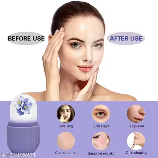 Ice Roller for Face | Ice Roller for Face Massager | Face Ice Roller for Men & Women | Ice Cube Roller for Glowing Skin & Puffy Eyes | Reusable & Unbreakable