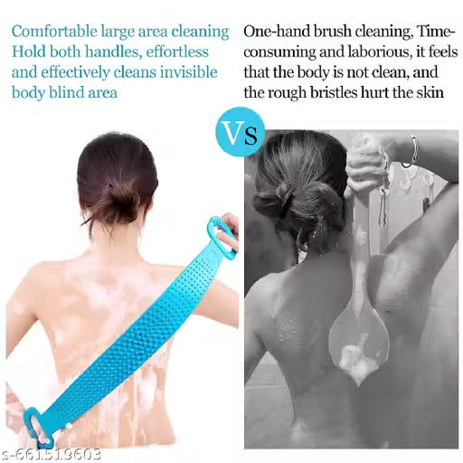 PACK OF 3 Silicone Back Scrubber Belt with Handles for Easy Bath & Body Cleaning
