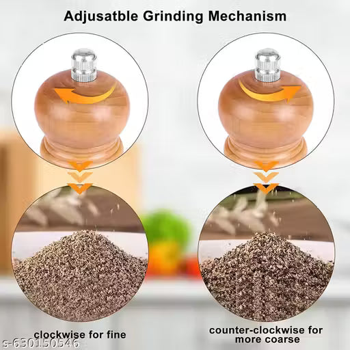 Luxo 6inch, Traditional Wooden Salt & Pepper Shakers with Adjustable Coarseness Refillable Stainless Steel Mechanism for Kitchen Dining Table Set | Best Kitchen Tools and Gadgets 6 Inch Height