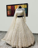 DESIGNER COLLECTION WHITE GEORGETTE HEAVY EMBROIDERY WORK LEHENGHA CHOLI SET