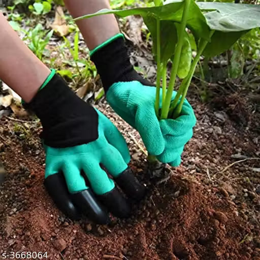 Garden Gloves With 4 ABS Plastic Claws For Digging & Planting - Unisex - One Size Fits All - 1 Pair