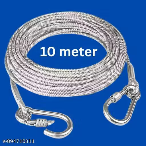 (PACK OF 1) 17.4FT/5.3M Stainless Steel Clothes Lines for Hanging Clothes Outside - Clothesline Heavy Duty for Wire Curtain Hanging - Windproof Anti-sag Multipurpose Outdoor Clothesline