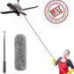 Microfiber Feather Duster Bendable & Extendable Fan Cleaning Duster with 100 inches Expandable Pole Handle Washable Duster for High Ceiling Fans, Window Blinds, Furniture (Grey)