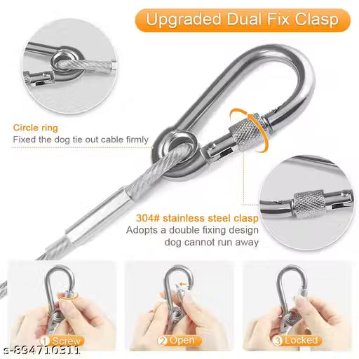 (PACK OF 1) 17.4FT/5.3M Stainless Steel Clothes Lines for Hanging Clothes Outside - Clothesline Heavy Duty for Wire Curtain Hanging - Windproof Anti-sag Multipurpose Outdoor Clothesline