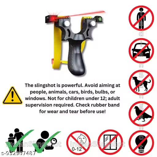 E COM Laser Light Slingshot Target Practice Toy for Kids & Adults with Mud Balls – Heavy Duty Gulail Gulel Sling Shot