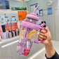HAPANI Colorful Ice Bottle with Straw 1300ml, BPA-Free, Heat-Resistant, Large Capacity Detox Water Bottle with Handle for Kids, Adults, Gym, Outdoor & Travel(Multi-Color)