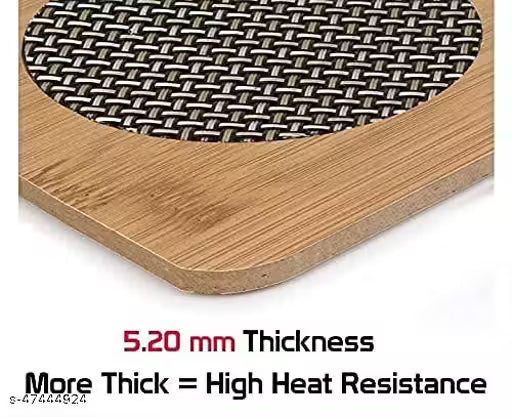 Square Shape Heat Resistant Wooden Coaster Pad Place mat for Hot Bowl Tea Cup, Kitchen Dining Pan Pot Holder,(Pack of 2 Pcs, Size 15cm)