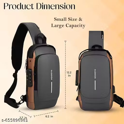 Waterproof Polyester Slim Unisex Crossbody Sling Bag Chest Backpack Men's Shoulder Bag, Leisure Travel Handbag, Hard Shell Anti-Theft Chest Bag