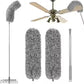 Microfiber Feather Duster Bendable & Extendable Fan Cleaning Duster with 100 inches Expandable Pole Handle Washable Duster for High Ceiling Fans, Window Blinds, Furniture (Grey)
