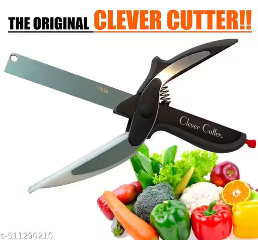 Clever Cutter- 2 in 1 Food Chopper/Slicer/Dicer Vegetable and Fruit Cutter Kitchen/Scissors Knife